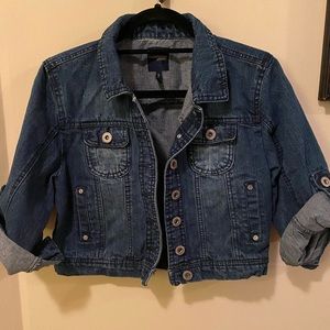 Cropped denim jean jacket Size large